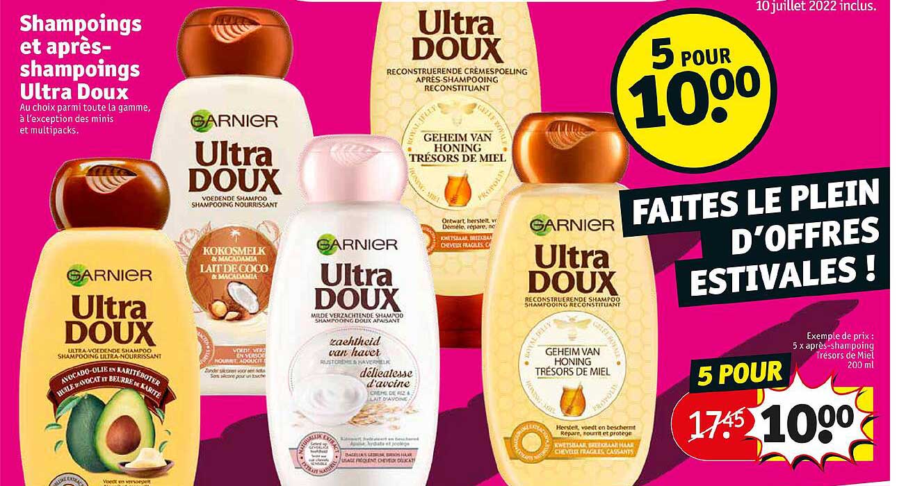 shampoings et après-shampoings ultra doux garnier