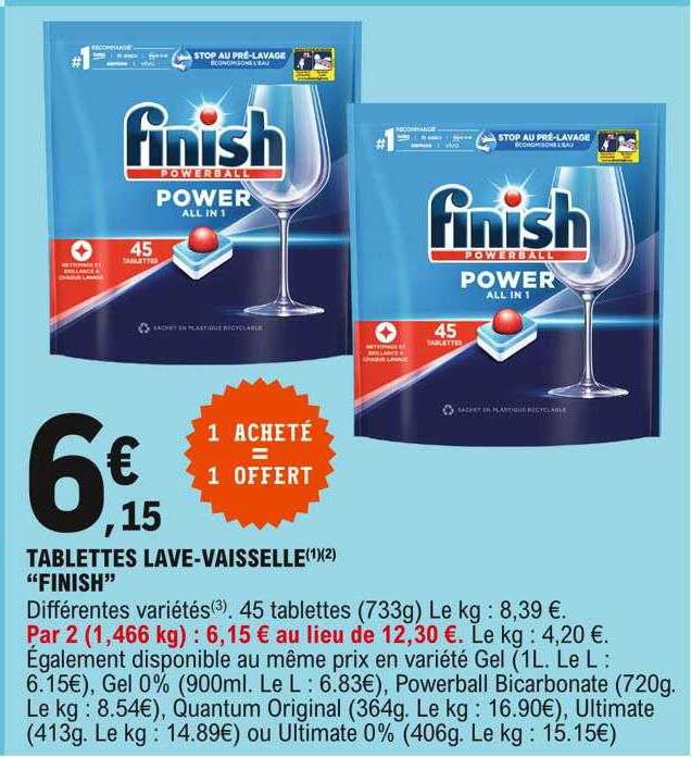 tablettes lave-vaisselle "finish"