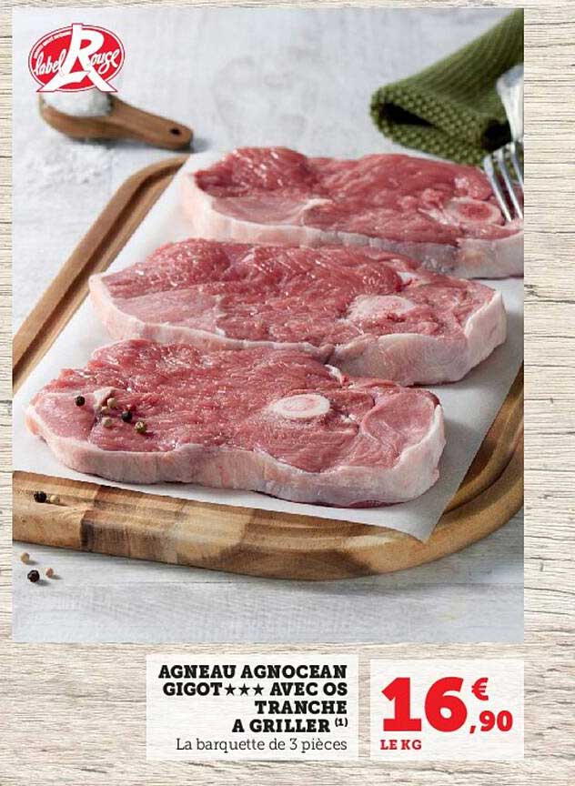 agneau agnocean gigot***avec os tranche à griller