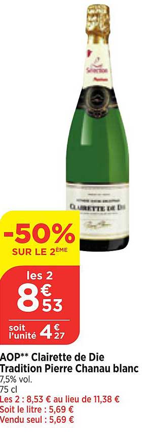 aop clairette de die tradition pierre chanau blanc