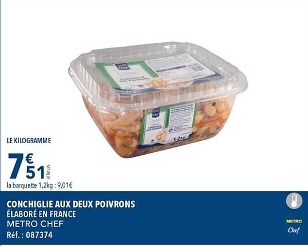 conchiglie aux deux poivrons metro chef