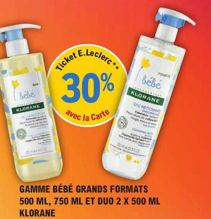 gamme bébé grands formats 500ml, 750ml et duo 2 x 500ml klorane