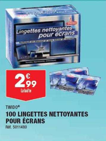 100 lingettes nettoyantes pour écrans twido