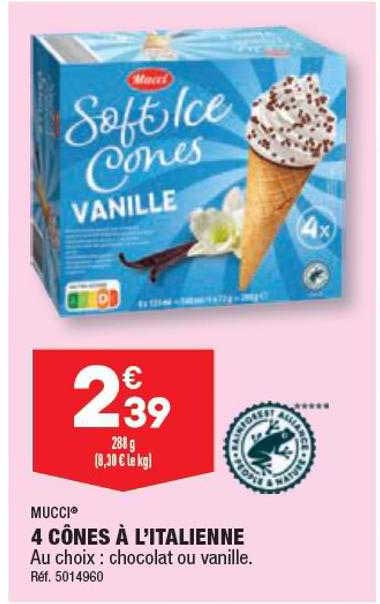 4 cônes à l'italienne mucci