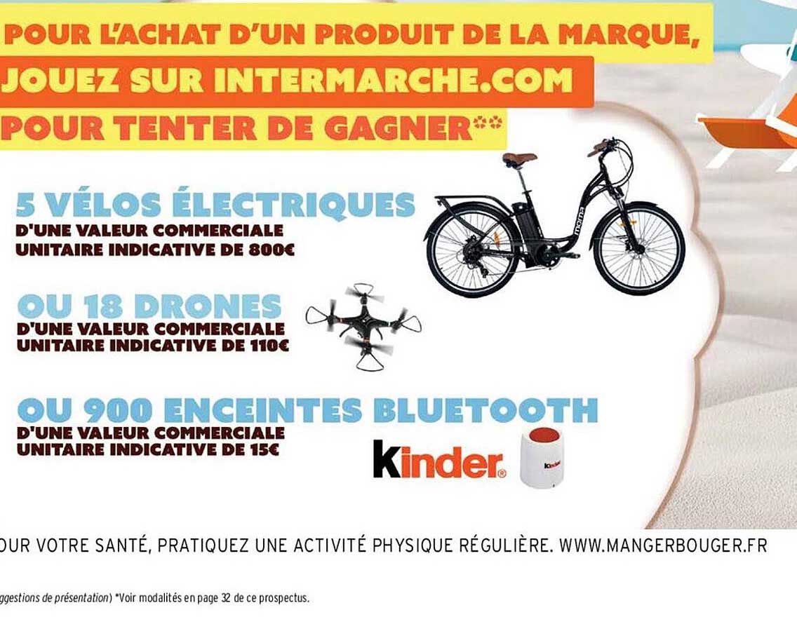 5 vélos électriques ou 18 drones ou 900 enceintes bluetooth kinder