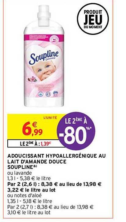 Adoucissant Hypoallergénique Au Lait D'amande Douce Soupline