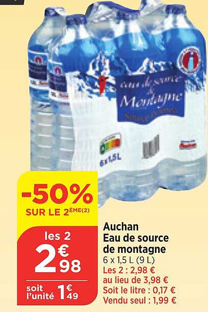 Auchan Eau De Source De Montagne