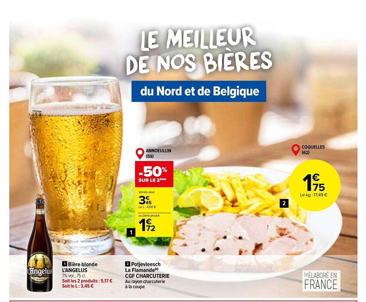 bière blonde l'angelus, potjevleesch la flamande cgf charcuterie