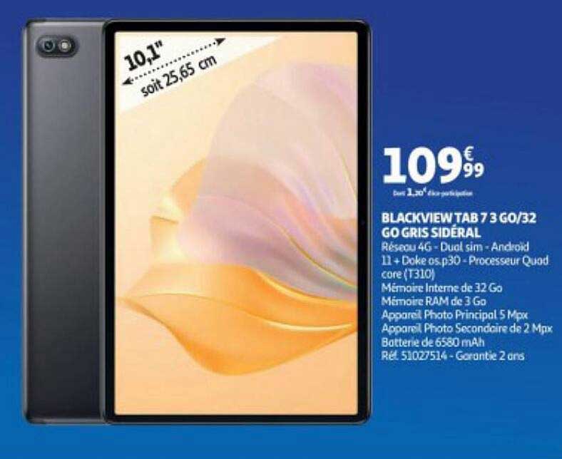 Blackview Tab 73 Go 32 Go Gris Sidéral