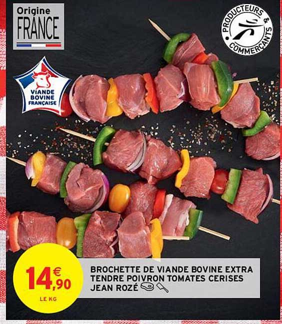 brochette de viande bovine extra tendre poivron tomates cerises jean rozé