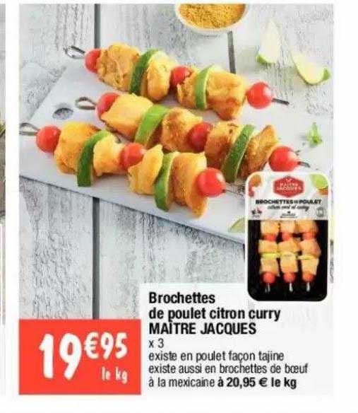 brochettes de poulet citron curry maître jacques