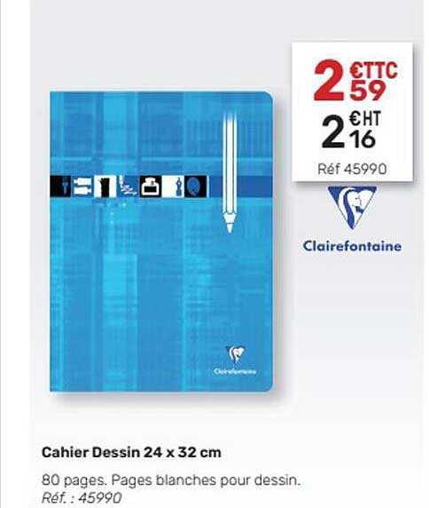 cahier dessin 24x32 cm clairefontaine