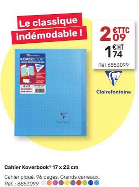 cahier koverbook 17x22 cm clairefontaine