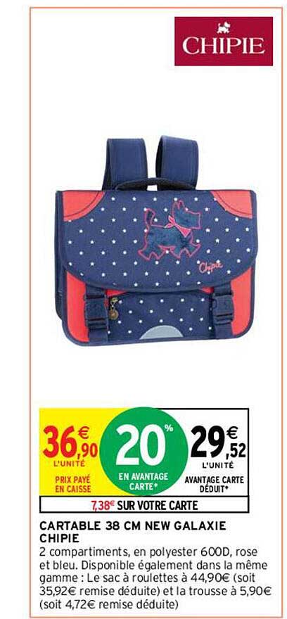 cartable 38 cm new galaxie chipie