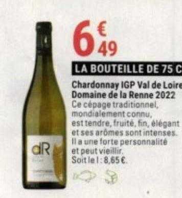 chardonnay igp val de loire domaine de la renne 2022