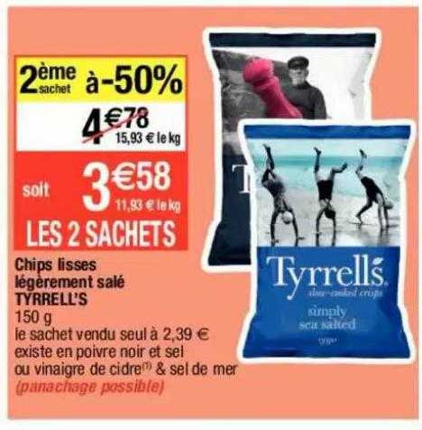 chips lisses légèrement salé tyrrell's