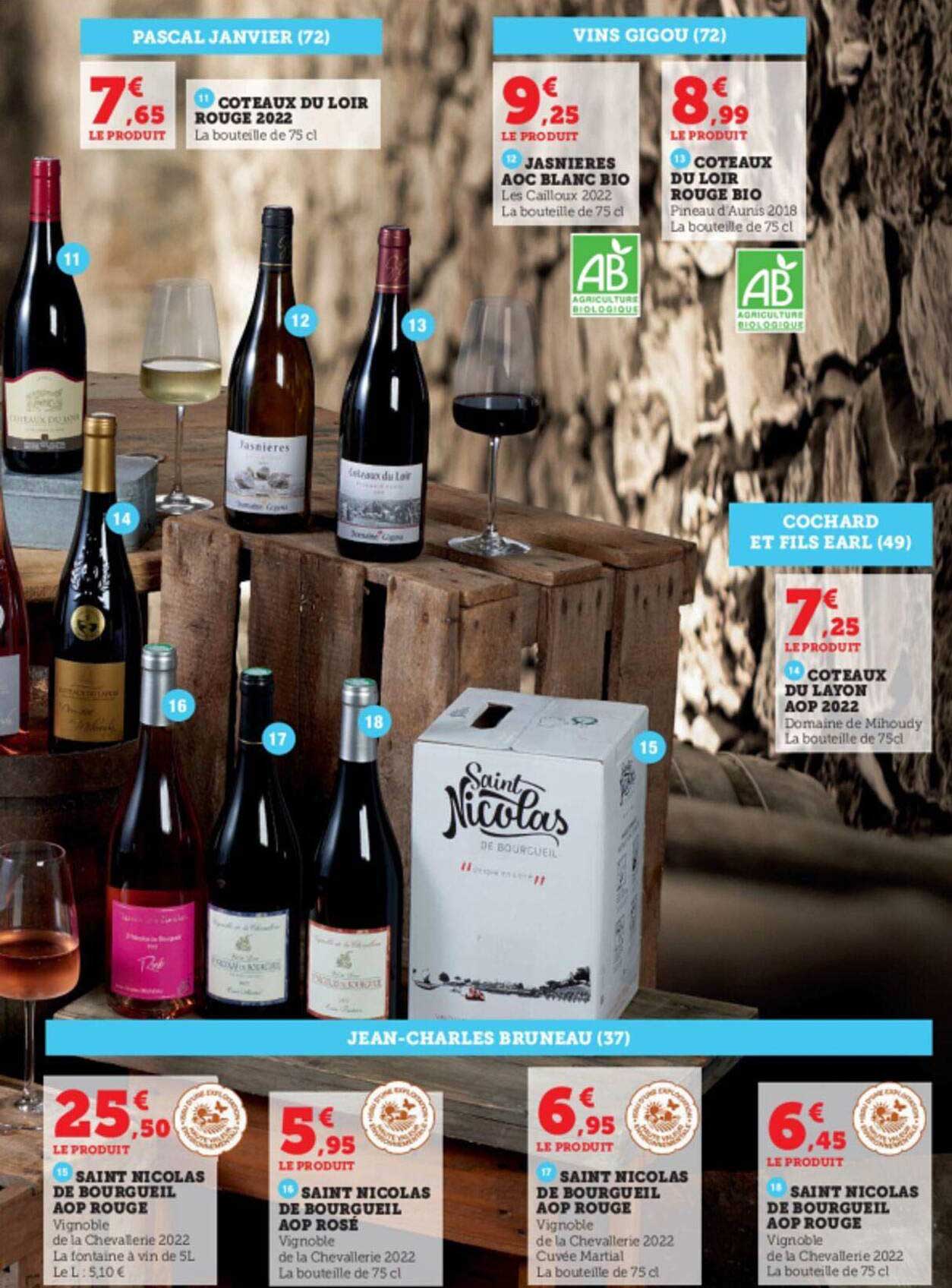 Coteaux Du Loire Rouge 2022, Jasnières Aoc Blanc Bio, Coteaux Du Loir Rouge Bio, Coteaux Du Layon Aop 2022, Saint Nicolas De Bourgueil Aop Rouge, Saint Nicolas De Bourgueil Aop Rosé