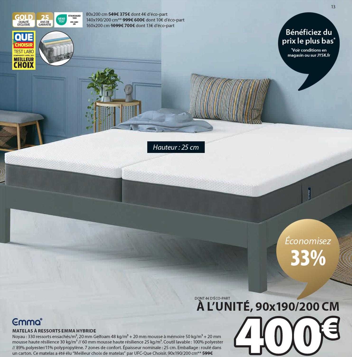 Emma Matelas à Ressorts Emma Hybride