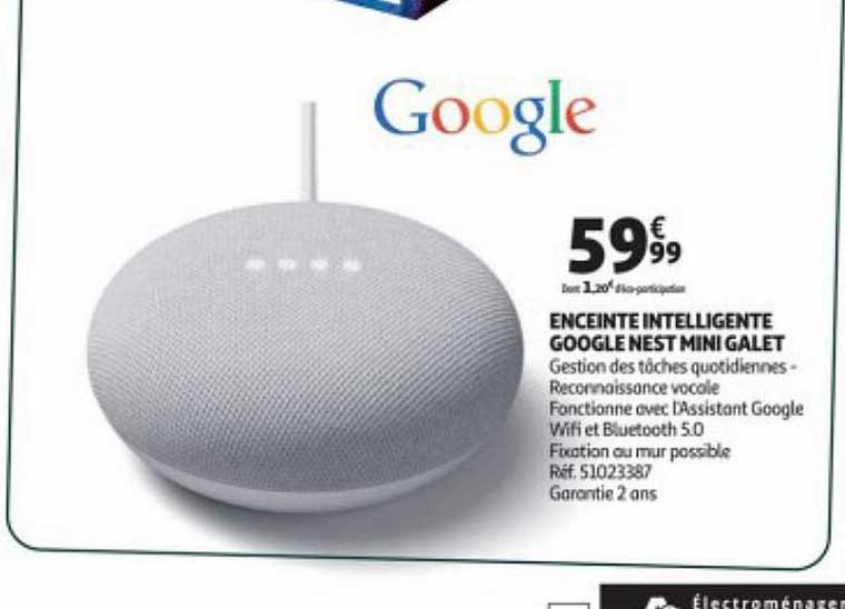 enceinte intelligente google nest mini galet