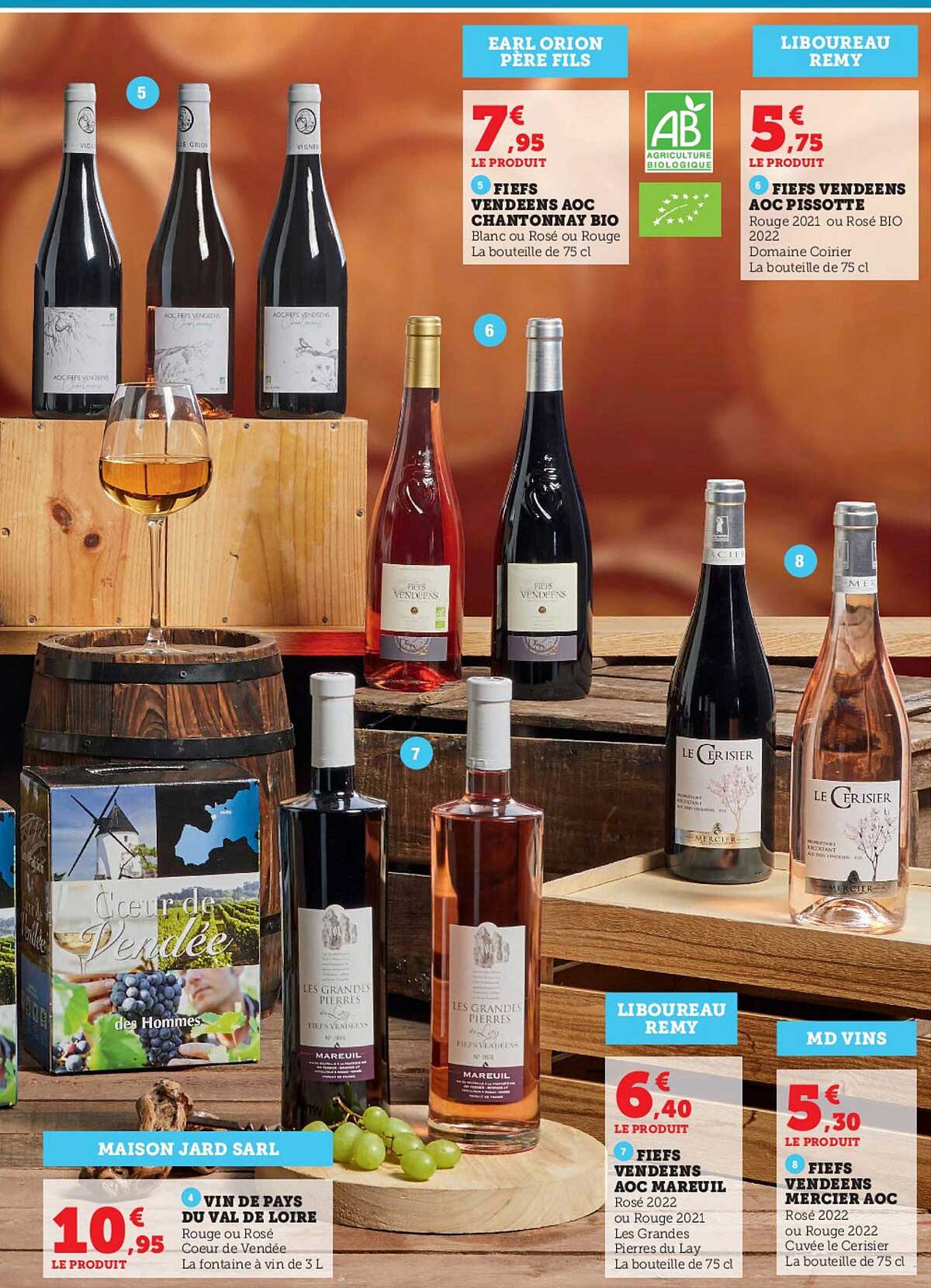 fiefs vendéens aoc chantonnay bio, vin de pays du val de loire, fiefs vendéens aoc mareuil, fiefs vendéens mercier aoc, fiefs vendéens aoc pissotte