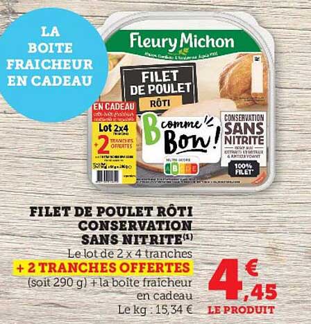 Filet De Poulet Rôti Conservation Sans Nitrite Fleury Michon