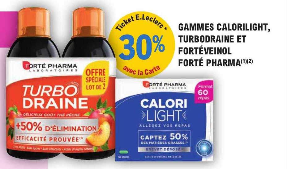 gammes calorilight, turbodraine et fortéveinol forté pharma