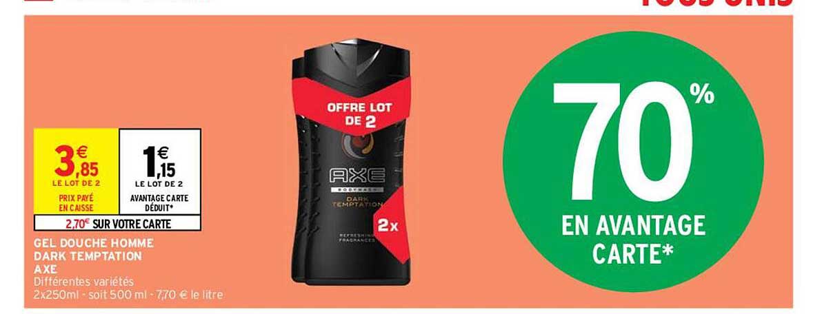 gel douche homme dark temptation axe