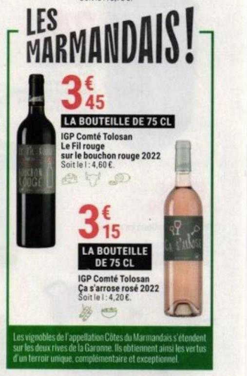 igp comté tolosan le fil rouge sur le bouchon rouge 2022, igp comté tolosan ça s'arrose rosé 2022