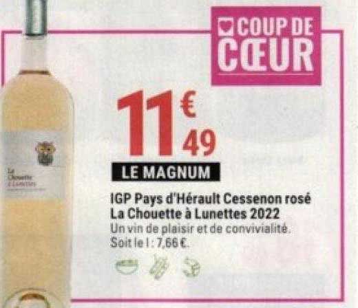 igp pays d'hérault cessenon rosé la chouette à lunettes 2022