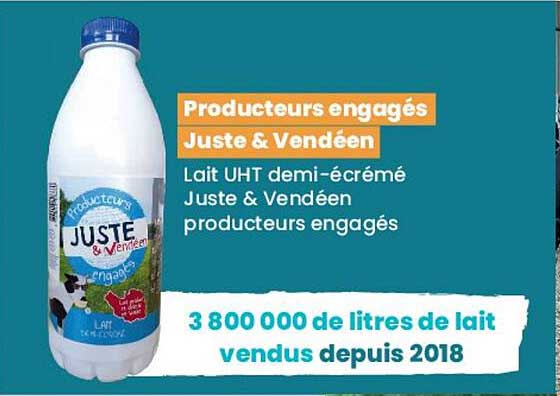 lait uht demi-écrémé juste & vendéen producteurs engagés