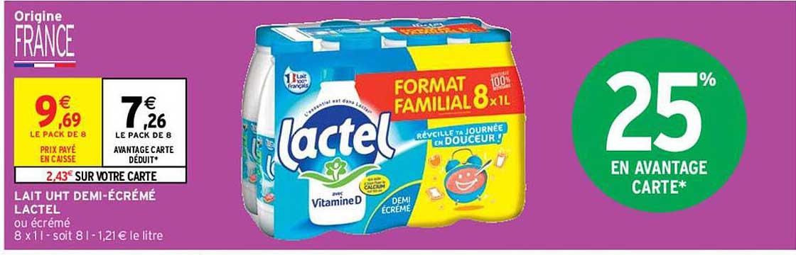 lait uht demi-écrémé lactel