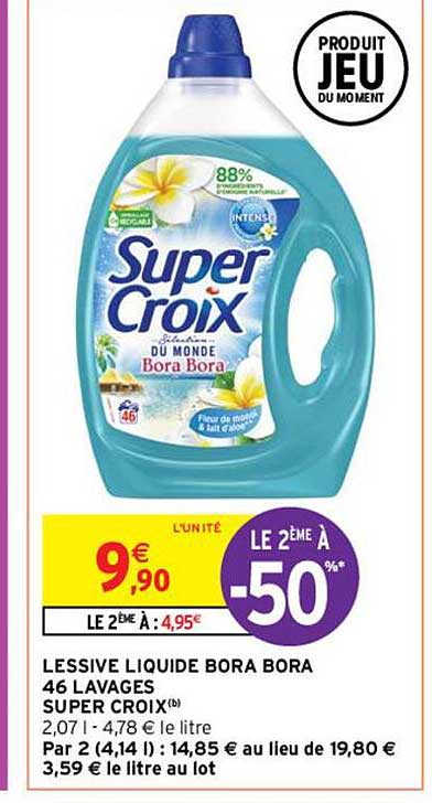 lessive liquide bora bora 46 lavages super croix