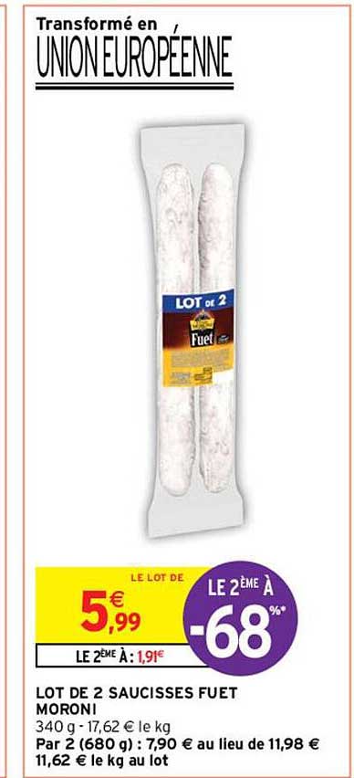 Lot De 2 Saucisses Fuet Moroni