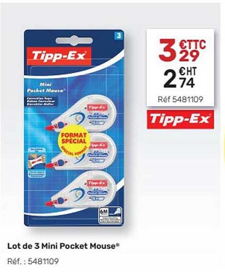lot de 3 mini pocket mouse tipp-ex