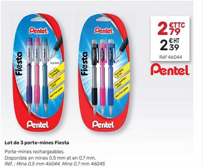 lot de 3 porte-mines fiesta