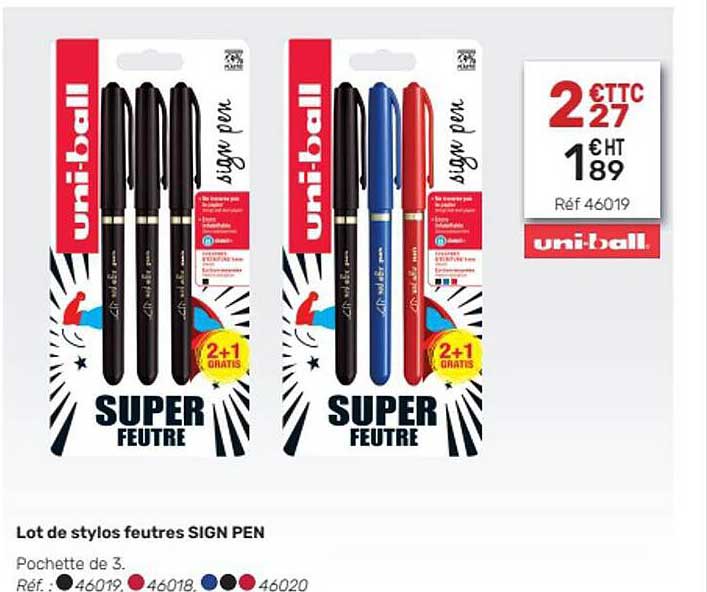 lot de stylos feutres sign pen uni-ball