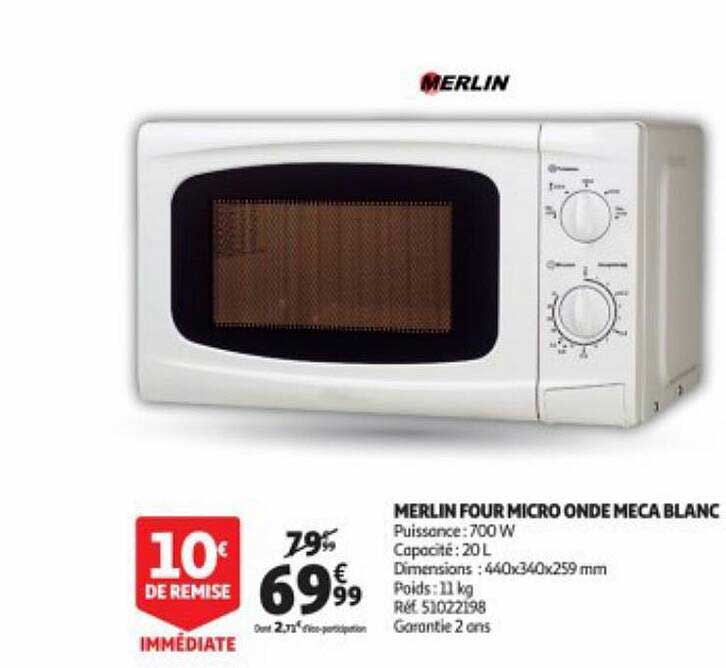 merlin four micro onde meca blanc