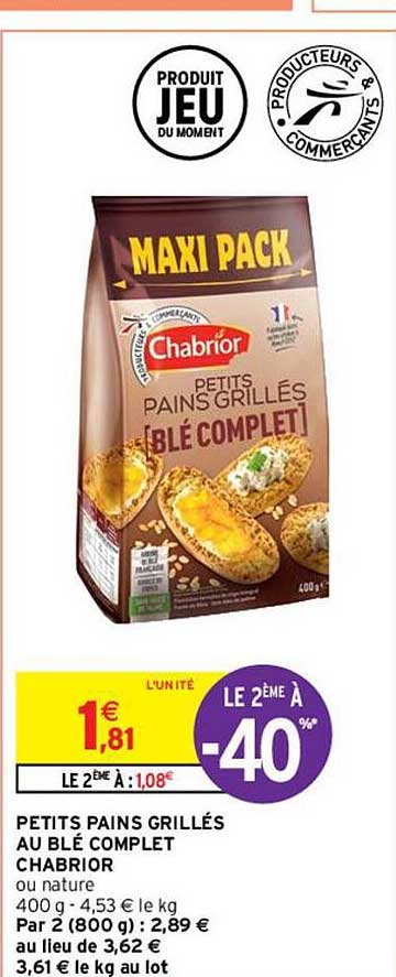 Petits Pains Grillées Au Blé Complet Chabrior