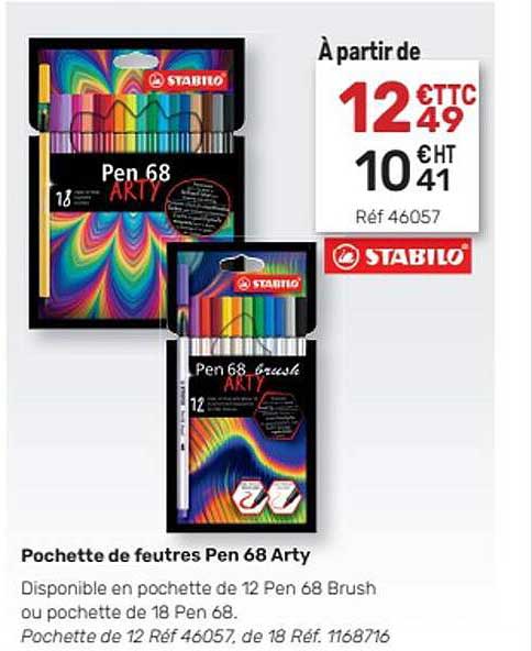 pochette de feutres pen 68 arty