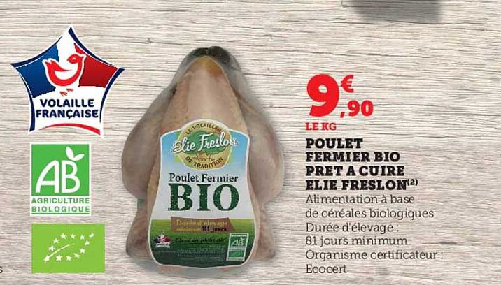 Poulet Fermier Bio Prêt à Cuire Elie Freslon