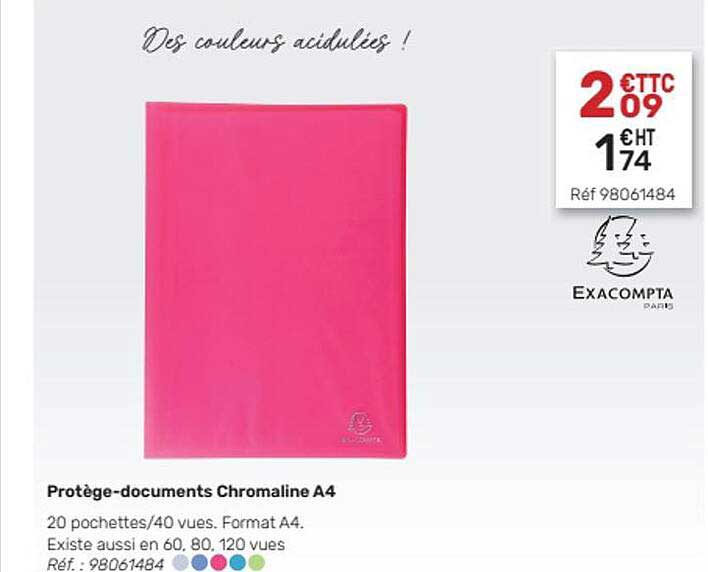 protège-documents chromaline a4 exacompta