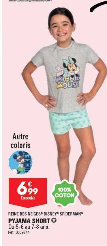 pyjama short reine des neiges disney spiderman