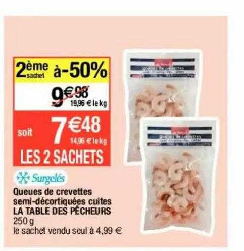 Queues De Crevettes Semi-décortiquées Cuites La Table Des Pêcheurs