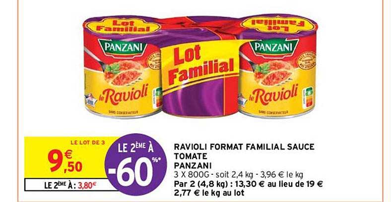 ravioli format familial sauce tomate panzani