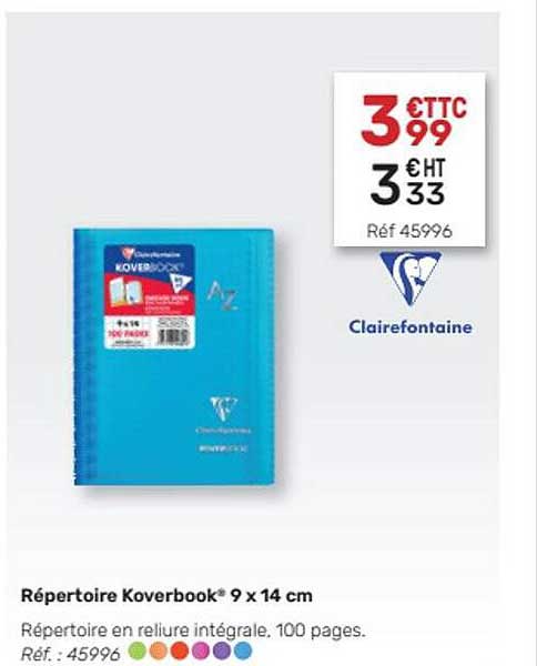 répertoire koverbook 9x14 cm clairefontaine