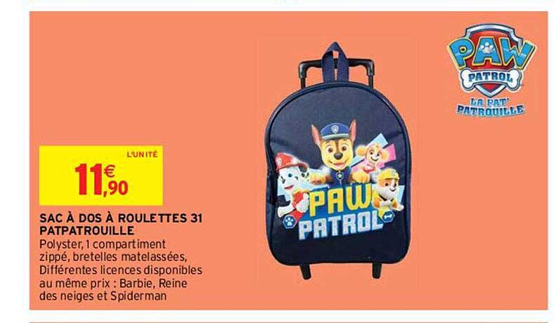 Sac à Dos à Roulettes 31 Patpatrouille