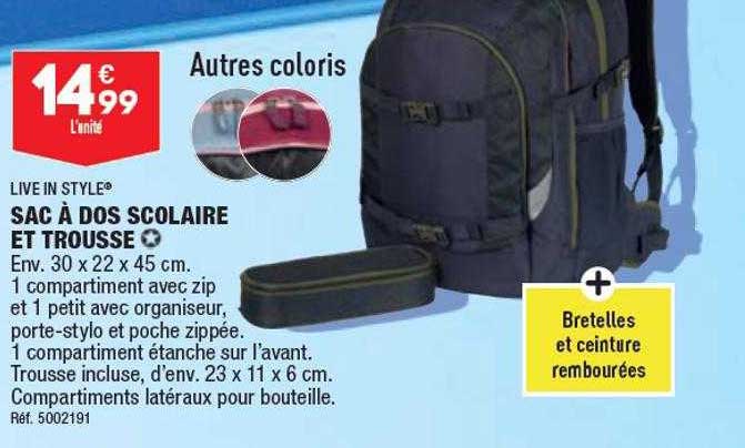 sac à dos scolaire et trousse live in style