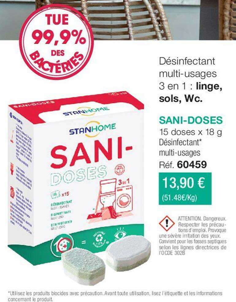 sani-doses 15 doses x 18g désinfectant multi-usages