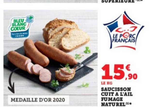 saucisson cuit à l'ail fumage naturel