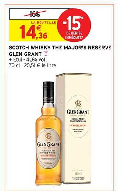 scotch whisky the major's reserve glen grant